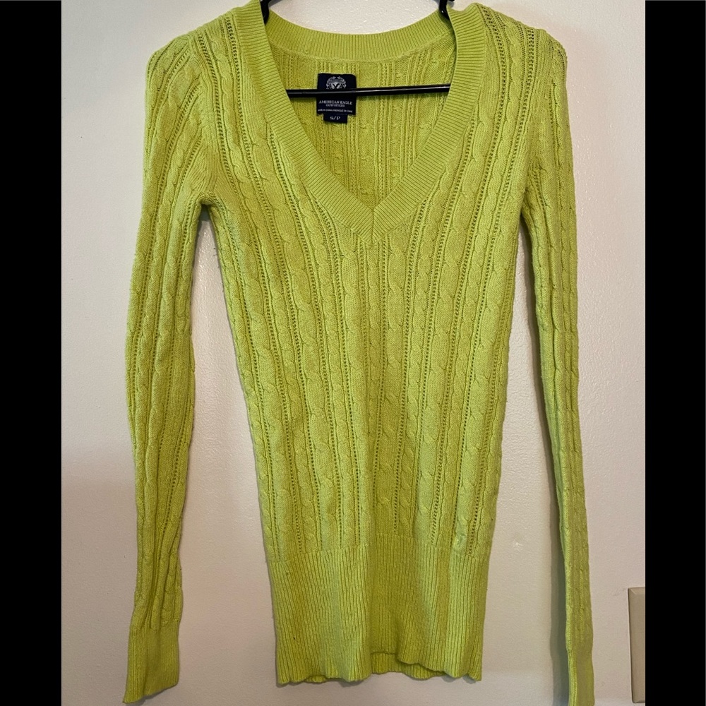 American Eagle size small lime green sweater